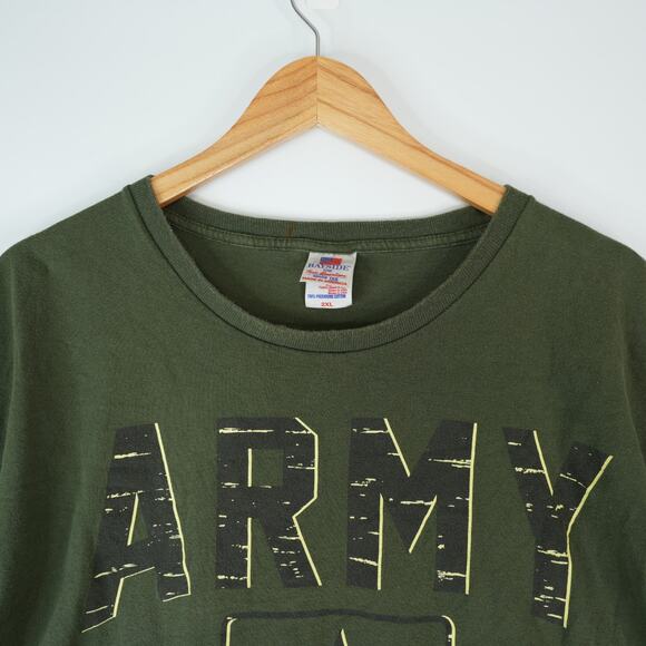 Vintage US Army T-Shirt Mens 2XL OD Green Short Sleeve Bayside Made in USA - Picture 3 of 9